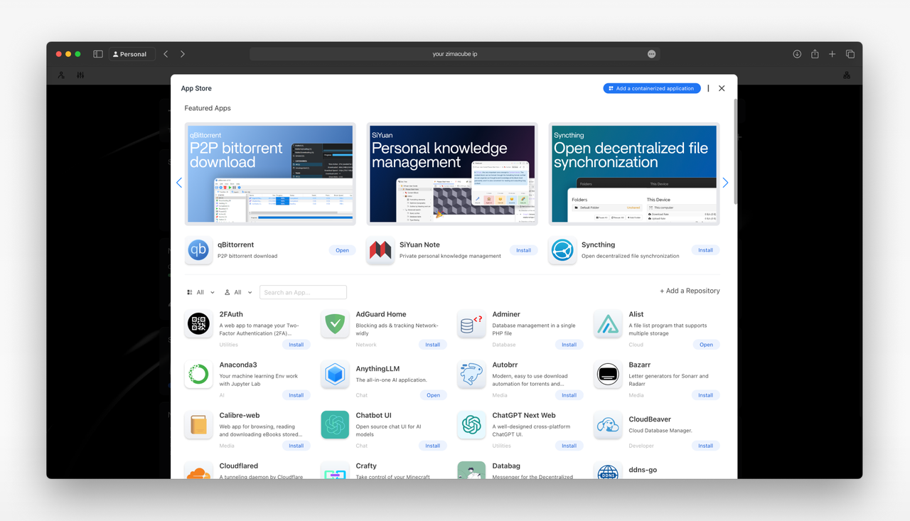 App ecosystem in ZimaOS
