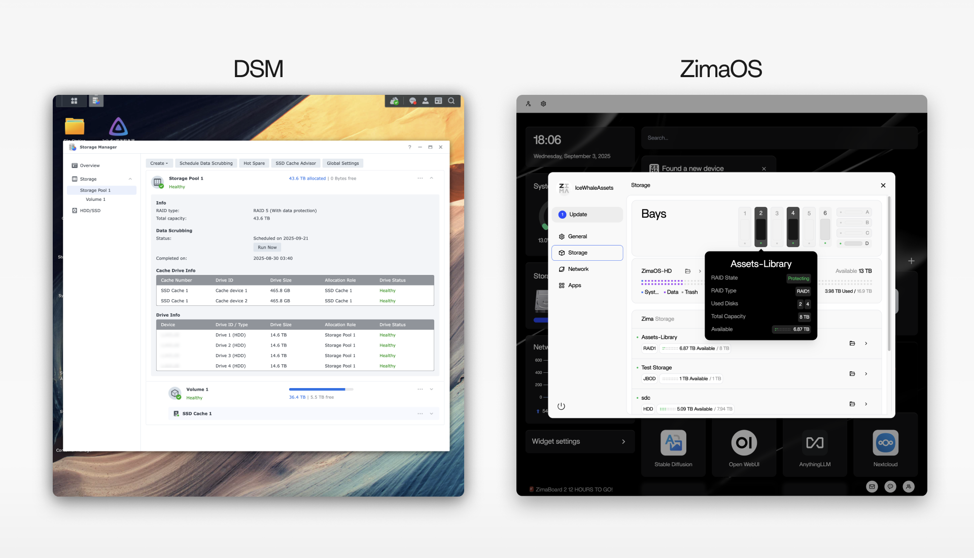 DSM vs. ZimaOS: A Graphical Comparison of RAID Storage Creation