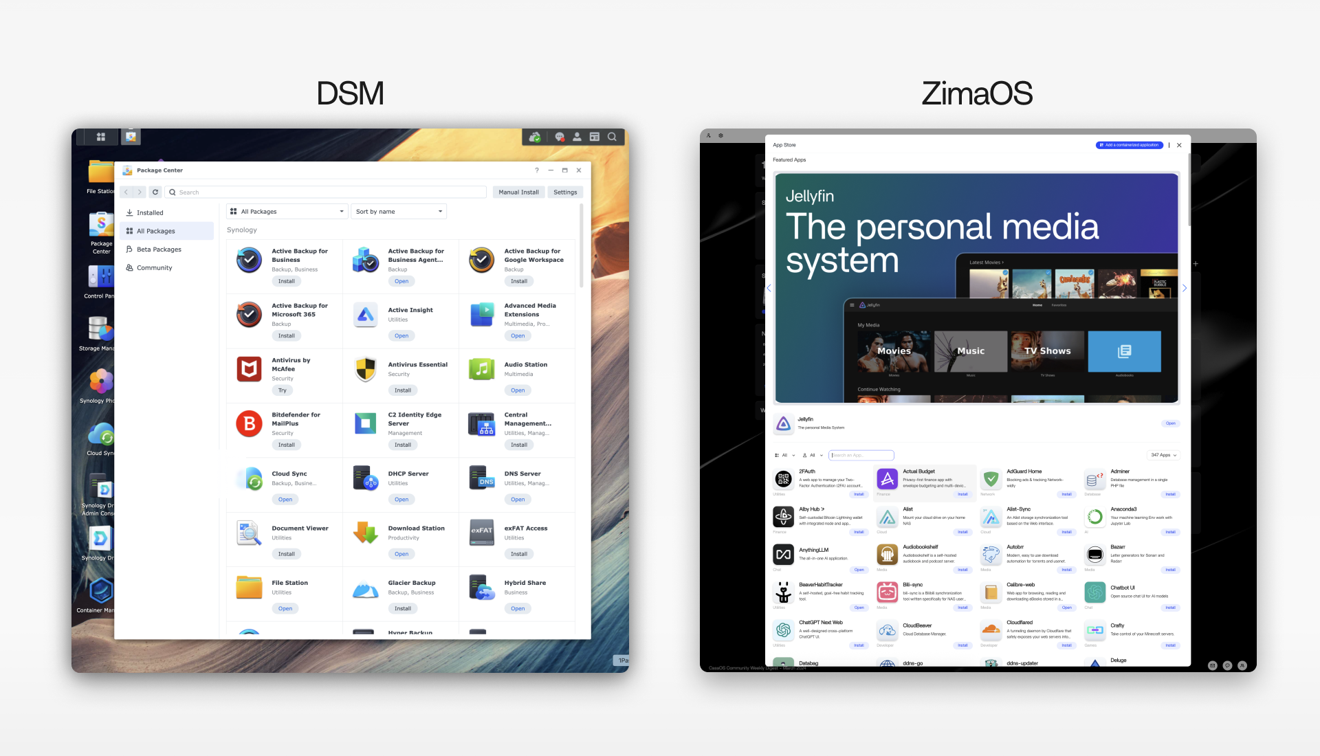 A Comparison of DSM and ZimaOS App Stores