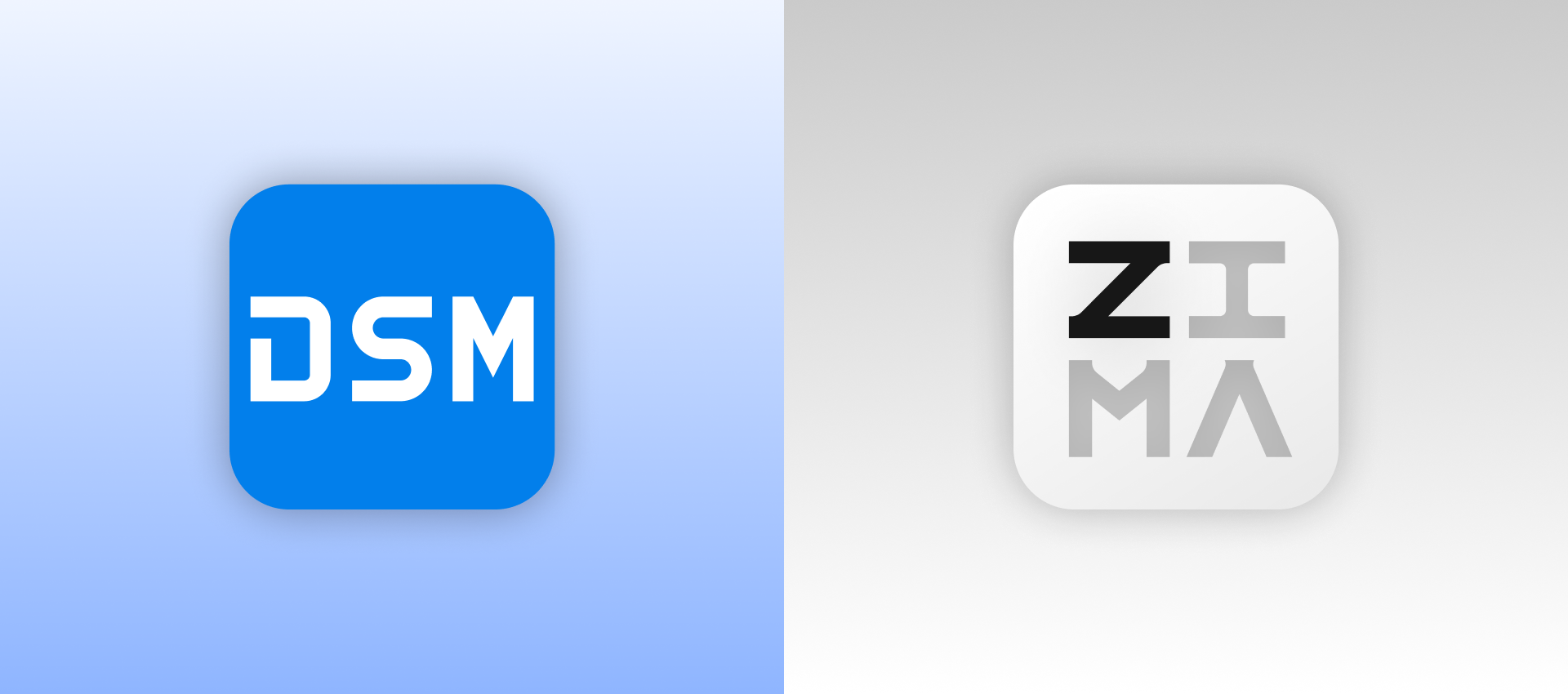 A side-by-side comparison of the DSM and ZimaOS