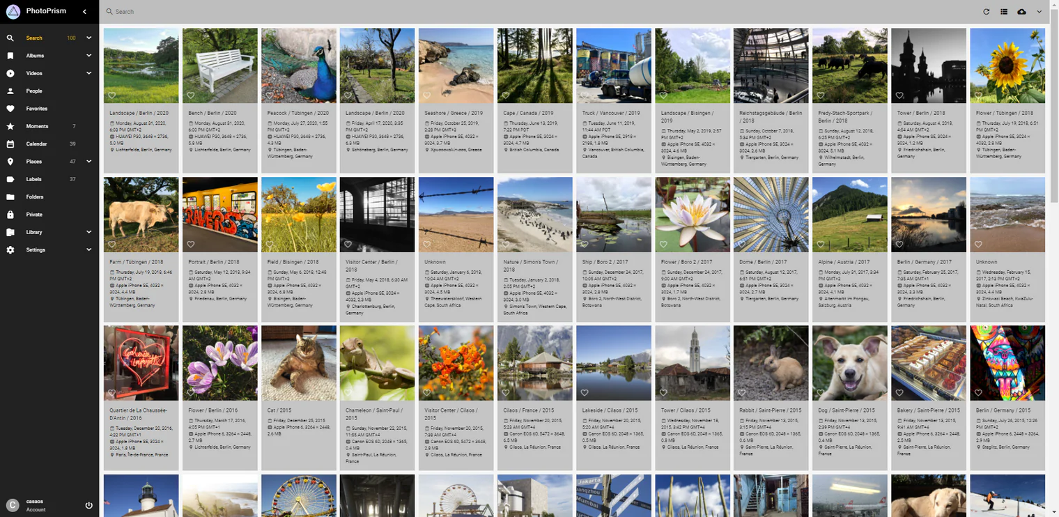 Using Photoprism watching photos