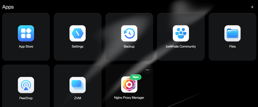 安装完成后 ZimaOS 桌面上的 Nginx Proxy Manager 图标