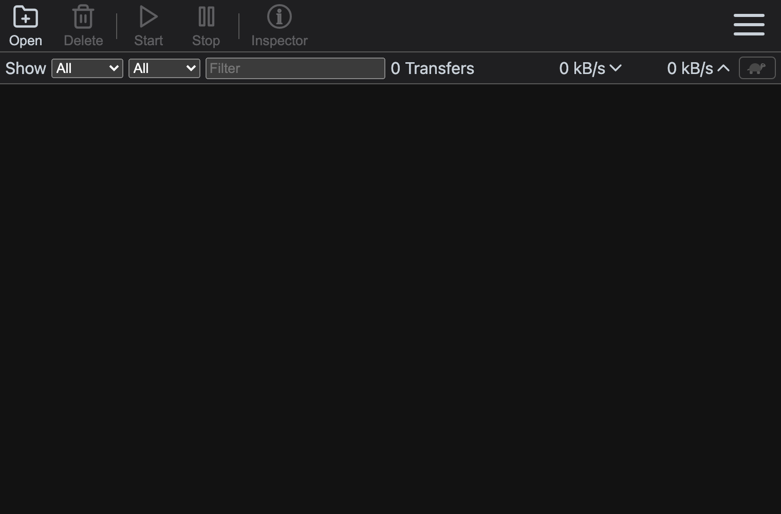 任务列表为空的 Transmission Web 界面