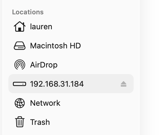 macOS Finder window showing ZimaOS shared folders accessible like local folders