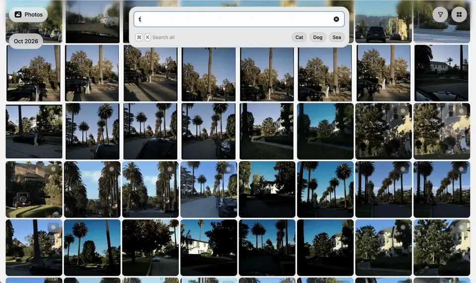 Animated demonstration of finding images by their recognized text in Photos